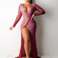 Women sexy elegant high split nightclub dress