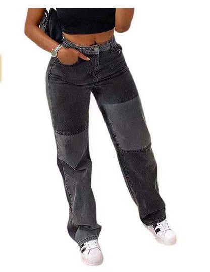 New women street hip-hop contrast casual jeans