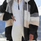Women Hot Loose Plush Multicolor Hooded Jacket