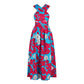 Digital print forked African women's summer dress