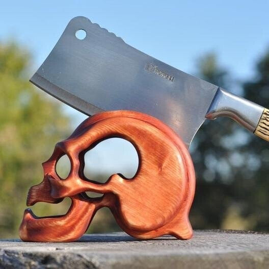 Kitchen Wood skull knife shelf