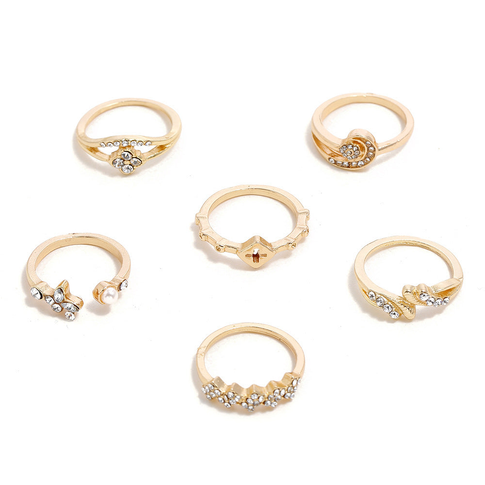 14pcs women rhinestone decor ring set - Watch & Jewelry