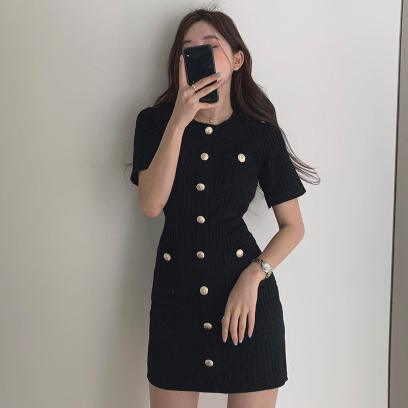 French retro dress women knitted skirt