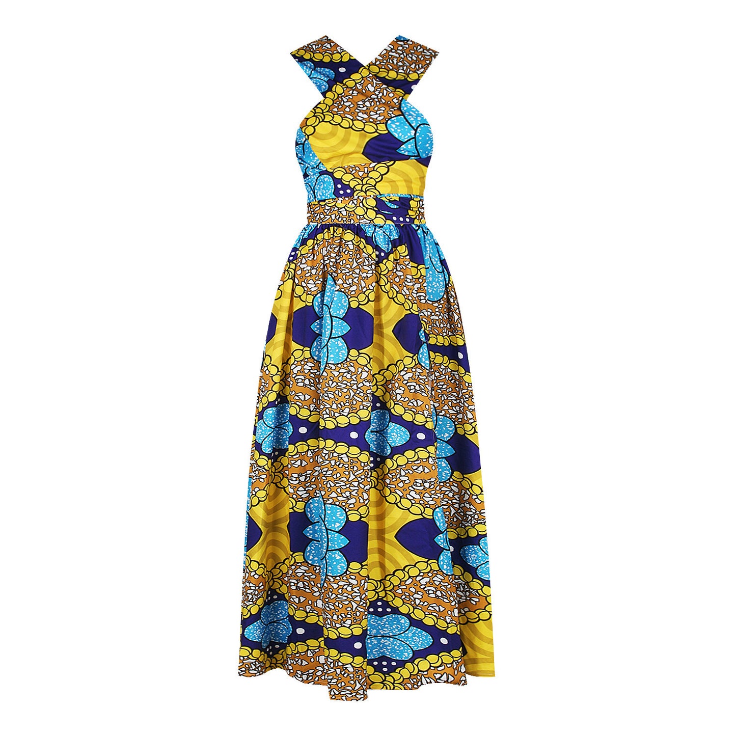 Digital print forked African women's summer dress