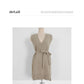 Korean women retro knitted vest sweater polo shirt dress