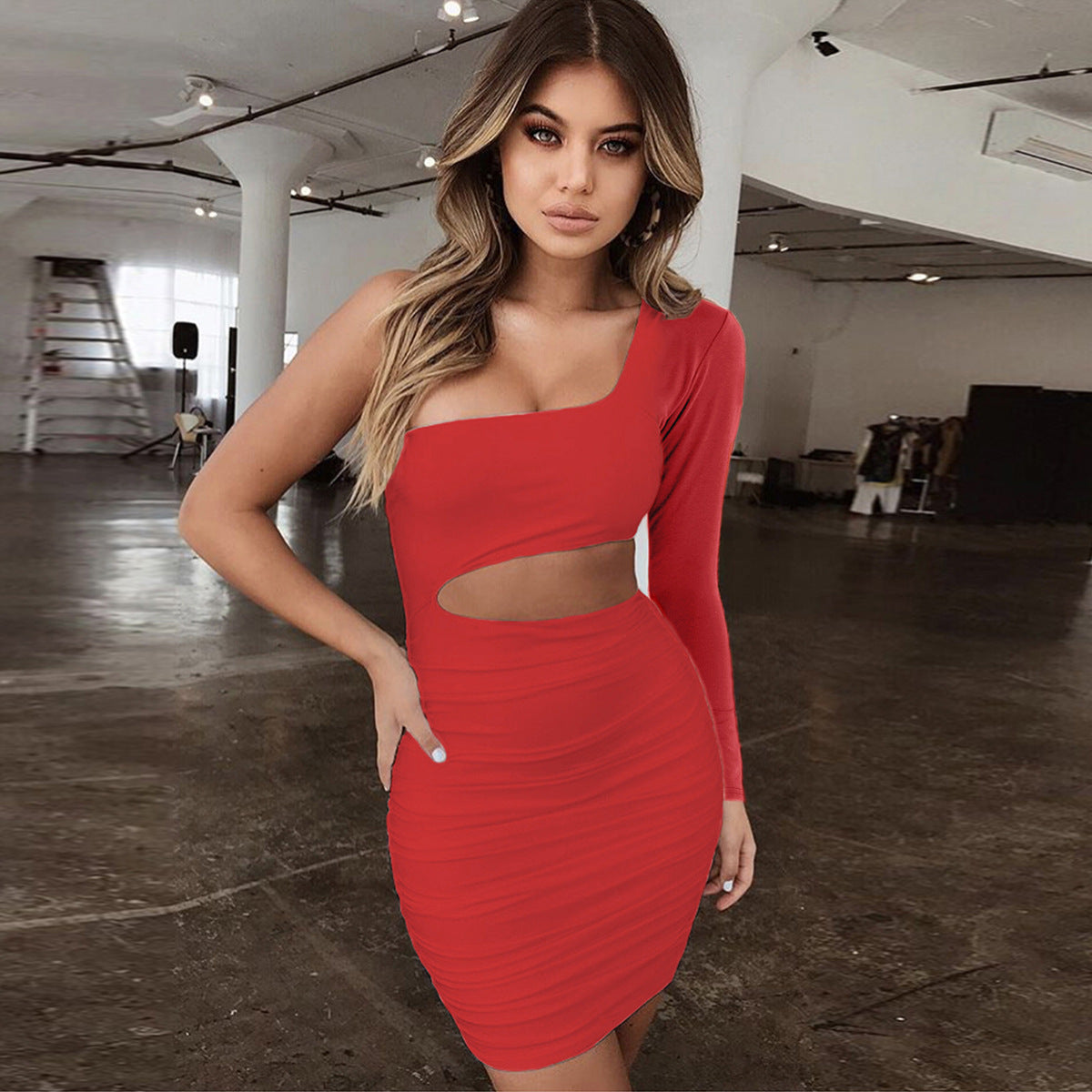 Women summer sexy sheath fold dress