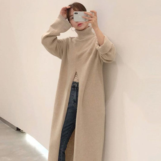 Korean chic women long knitted sweater