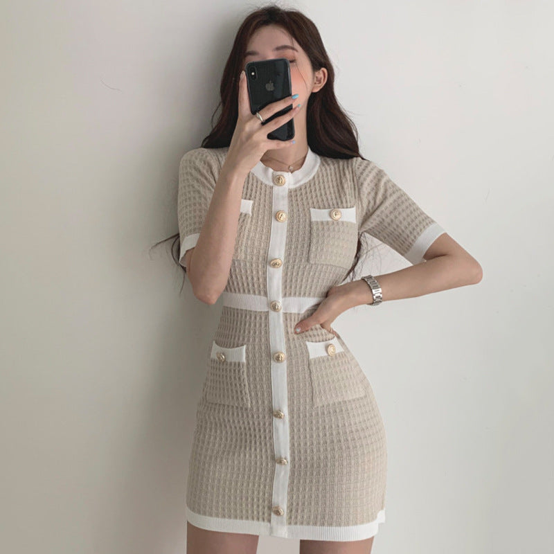 French retro dress women knitted skirt